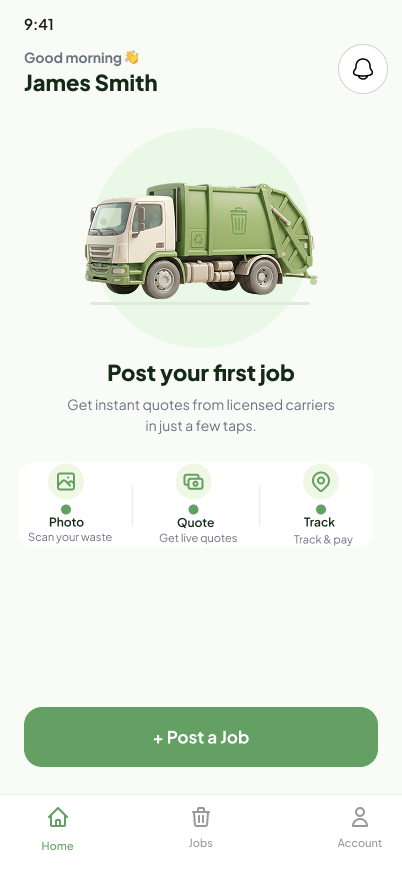 Cova Collect home — post a job