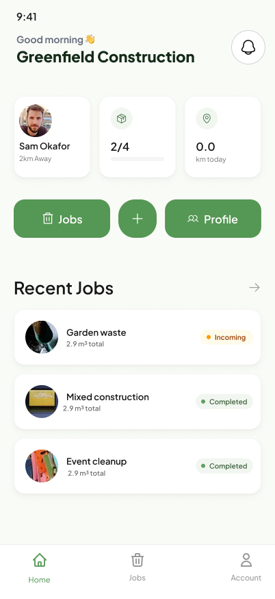 Cova Collect jobs dashboard